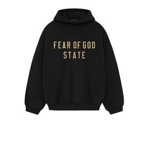 Fear of God Black Sweatshirt with Gold Text